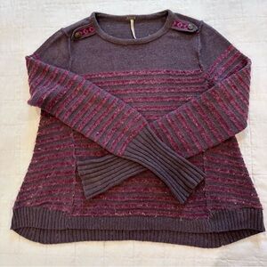 Free People Striped Sweater Cotton Angora Purple